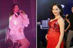 Vất vả vác bụng bầu đi làm, Đông Nhi được khen, Angela Baby lại bị chỉ trích