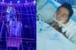 Kinh hãi khoảnh khắc người nhào lộn rơi xuống từ bánh đà cao 8m