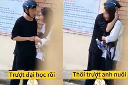 Nữ sinh mếu máo khóc vì sợ trượt đại học sau khi kết thúc ngày thi đầu tiên, bạn trai liền động viên cực 'chất': 'Trượt anh nuôi...'