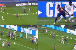 Sao trẻ của Bayern kiến tạo sau khi vượt qua 4 cầu thủ Barca