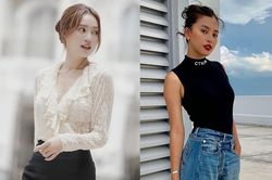 Ninh Dương Lan Ngọc mặc áo ren trắng, Tiểu Vy diện kiểu tóc rối