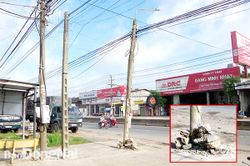 Cột đèn chiếu sáng bị nghiêng