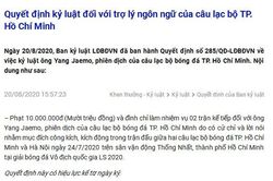 VFF 'ngâm' án phạt gần 1 tháng, không cho khiếu nại