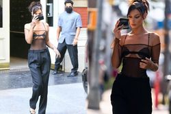 Bella Hadid nổi bật với phong cách sát thủ diện kiểu áo mỏng đến mức vòng 1 gần như muốn lộ hết