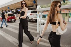 Thời trang sân bay táo bạo của Ngọc Trinh gây 'nhức mắt'