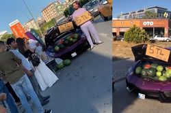 Bị phạt vì bán dạo dưa hấu trên siêu xe Lamborghini