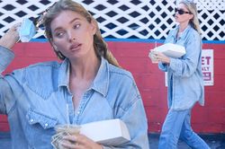 'Thiên thần nội y' Elsa Hosk lăng xê đồ jeans, áo cài 1 khuy cực chất