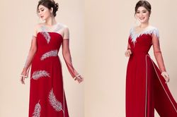 Giảm 12 kg, Thanh Trúc khoe nhan sắc rạng ngời trong tà áo dài đỏ rực