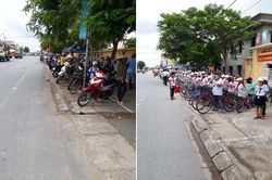 Phụ huynh Nam Định xếp hàng ngay ngắn khi đi đón con, hành động của các cô cậu học sinh khi tan trường cũng vô cùng đáng khen