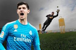 Courtois tập phản xạ bằng bóng tennis