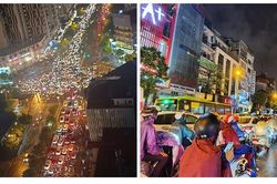 Giao thông Hà Nội hỗn loạn, 'không lối thoát' trong cơn mưa chiều 22/9