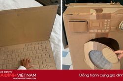Mẹ trẻ dùng bìa làm đồ chơi để dạy con kĩ năng sống