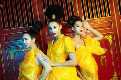 Hoa hậu Tiểu Vy, Võ Hoàng Yến, Giáng My đọ sắc cùng tông vàng rực rỡ, uy nghiêm