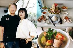 Chồng kém 18 tuổi của Cát Phượng nấu cỗ cúng tuyệt đẹp, bị hỏi: 'Có bê đê không?'
