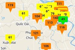 Nhiều khu vực tại Hà Nội có chất lượng không khí ở mức kém