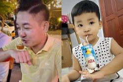 Hải Băng 'tá hỏa' khi con trai 2 tuổi học cách uống rượu của bố Thành Đạt