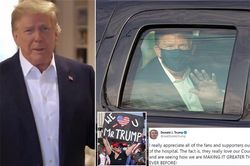 Ông Trump bất ngờ ra ngoài viện vẫy chào người ủng hộ
