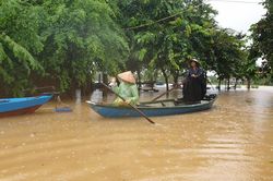 Lũ dâng, hàng trăm hộ dân vùng trũng ở Hội An chìm trong biển nước