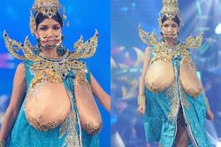 Khán giả giật mình trước trang phục dân tộc ngực trần khổng lồ ở Hoa hậu Hoàn vũ Thái Lan