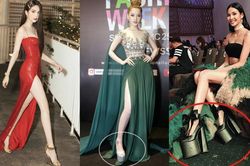Toát mồ hôi vì giày cao chót vót của sao Việt: Hương Giang vẫn chào thua Khánh Vân
