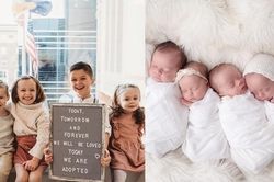 Cặp đôi hiếm muộn nhận nuôi 4 đứa trẻ là anh em ruột, đúng 4 năm sau thì sinh 4 em bé nữa
