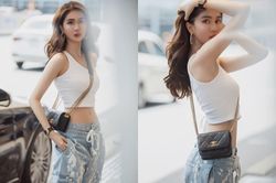 Tới sân bay, Ngọc Trinh bất ngờ 'bẻ lái' sang style 'siêu ngầu'