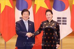 Chủ tịch Quốc hội Nguyễn Thị Kim Ngân đón, hội đàm với Chủ tịch Quốc hội Hàn Quốc