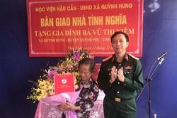 Học viện Hậu cần trao nhà tình nghĩa tặng thân nhân liệt sĩ tại Thái Bình