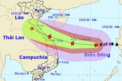 Bão số 13 đi vào đất liền Hà Tĩnh - Thừa Thiên Huế ngày 15/11, gió giật cấp 15