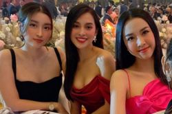 Tiểu Vy, Mỹ Linh mặc gợi cảm trong lễ cưới Tường San