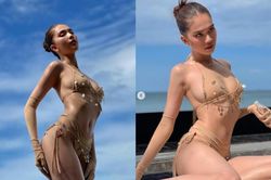 'Xỉu lên xỉu xuống' vì Ngọc Trinh khoe vòng 3 căng đét trong bộ bikini màu da tí hon