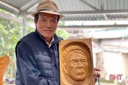 Cựu sỹ quan quân đội lặng lẽ nơi phố núi Hà Tĩnh điêu khắc, vẽ truyền thần