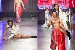 Sau cú ngã sấp mặt trên sàn catwalk, 'hotgirl trứng rán' Thanh Tâm lại bị lộ chiếc cằm nhọn hoắt