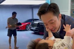 Cường Đô La 'tập bay' cho con gái Suchin trong gara toàn siêu xe