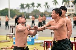 Chiến sĩ 'mình đồng da sắt' phô diễn khí công điêu luyện giữa trời 13 độ