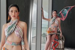 Khoe ảnh diện bikini, Lương Thùy Linh 'hớp hồn' fan bởi đôi chân 'cực phẩm', thắt eo con kiến