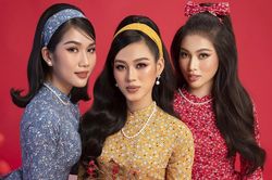 Diện áo dài Tết theo phong cách xưa, Top 3 HHVN 2020 đẹp như minh tinh thập niên 50