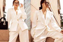 Ninh Dương Lan Ngọc lên đồ như nữ 'tổng tài' đầy quyền lực trong bộ suit trắng