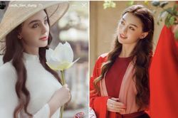 Bạn gái thủ môn Bùi Tiến Dũng dịu dàng trong trang phục truyền thống Việt Nam