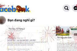 Facebook đổi logo trâu vàng và cành đào đón Tết, Google bắn pháo hoa tưng bừng