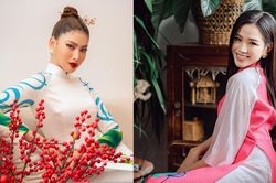 Cùng diện áo dài Tết, Đỗ Thị Hà đẹp nền nã, Á hậu Ngọc Thảo lại sắc sảo tựa mỹ nhân cổ trang