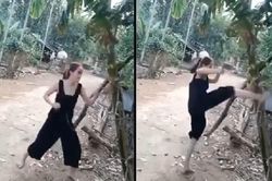 Clip: Cô gái trổ tài luyện võ với cây chuối