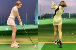 Diện váy ngắn cũn cỡn chơi golf, hotgirl Trâm Anh khiến người xem 'nóng mắt'