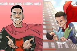 Dân mạng vẽ tranh tôn vinh người hùng cứu bé gái rơi từ tầng 13