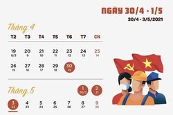 Người lao động được nghỉ 4 ngày liên tiếp dịp lễ 30-4 và 1-5 năm nay