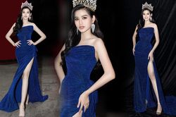 Hoa hậu Đỗ Thị Hà diện váy cúp ngực, xẻ cao khoe đôi chân 'cực phẩm'