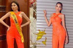 Sau 3 lần 'đụng hàng' Hương Giang, Ngọc Thảo mặc lại jumpsuit của Hoàng Thùy ở Miss Grand