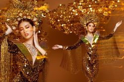 Ngọc Thảo mang thiết kế trang phục dân tộc nặng 30 ký chinh chiến Miss Grand International 2020