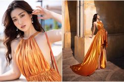 Chỉ vài phút tranh thủ, hoa hậu Đỗ Mỹ Linh vẫn toát lên vẻ cuốn hút, say đắm