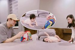 Đông Nhi - Ông Cao Thắng tập bò cho con gái cưng, Winnie xứng danh nhóc tỳ nghị lực nhất vbiz